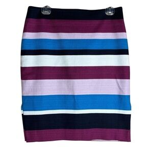 LOFT Pencil Skirt Size 8 Petite NWT Navy Blue Magenta Colorblock Office Business